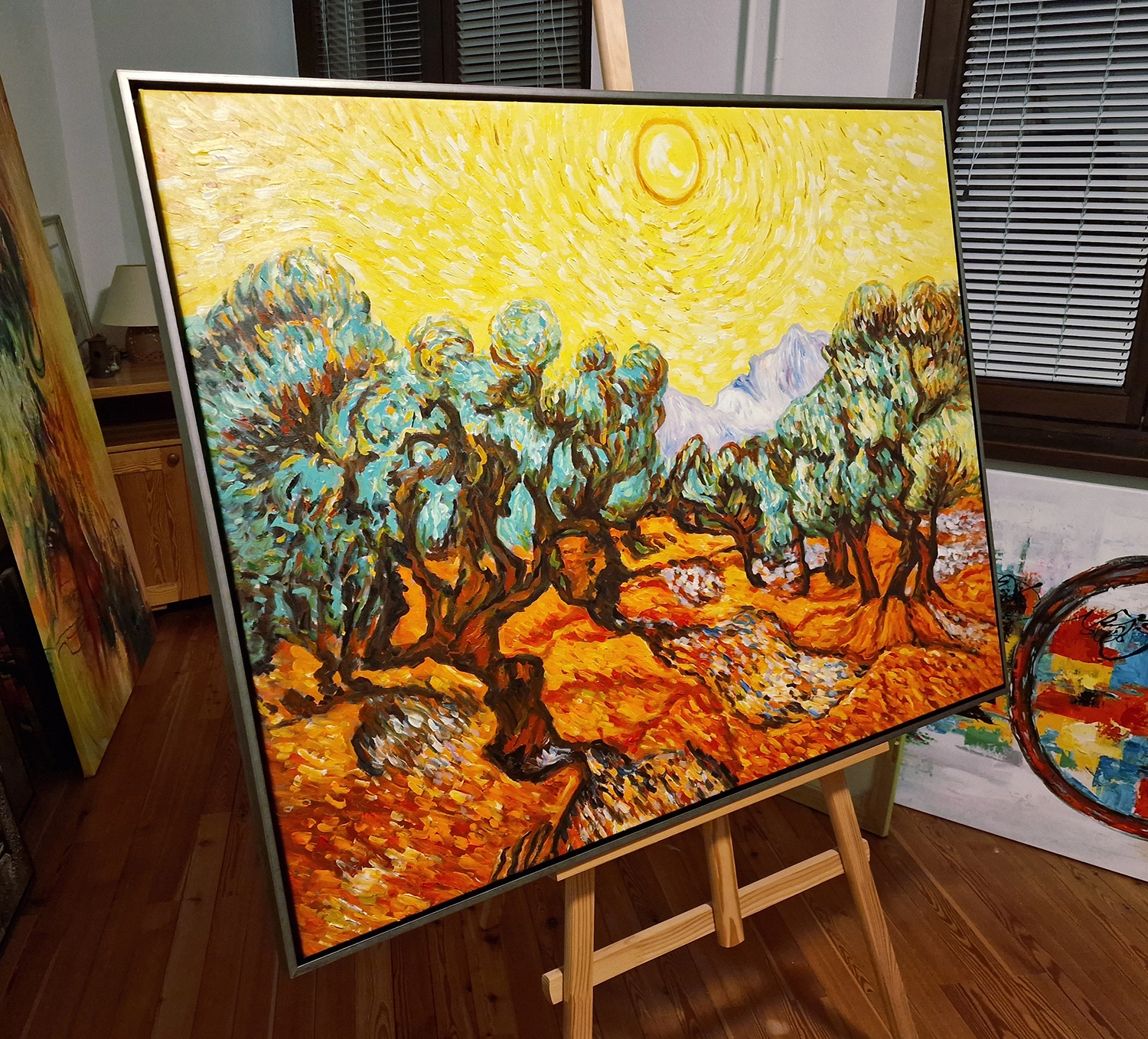 Vincent van Gogh - Olive trees with yellow sky and sun Vincent van Gogh - Olive trees with yellow sky and sun