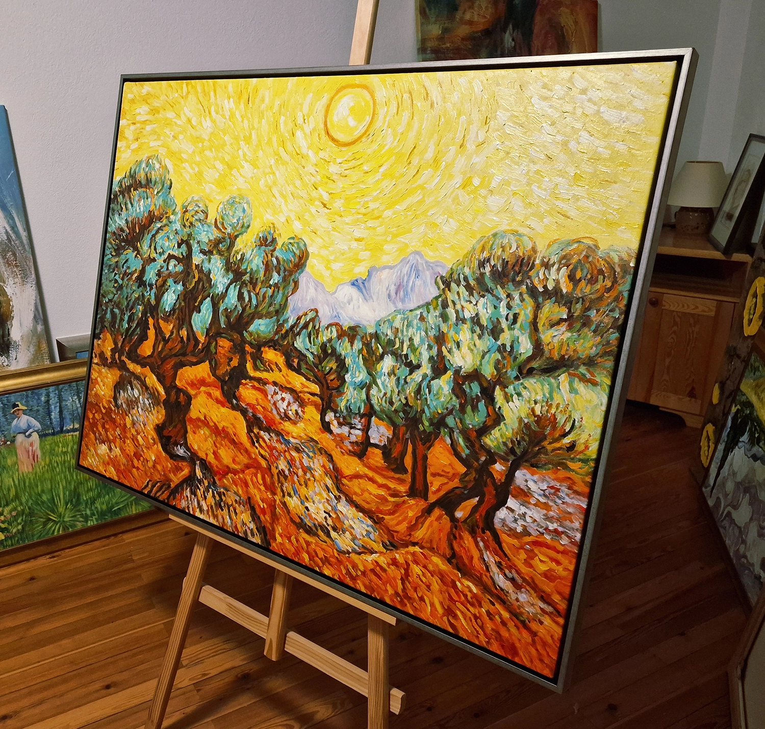 Vincent van Gogh - Olive trees with yellow sky and sun Vincent van Gogh - Olive trees with yellow sky and sun