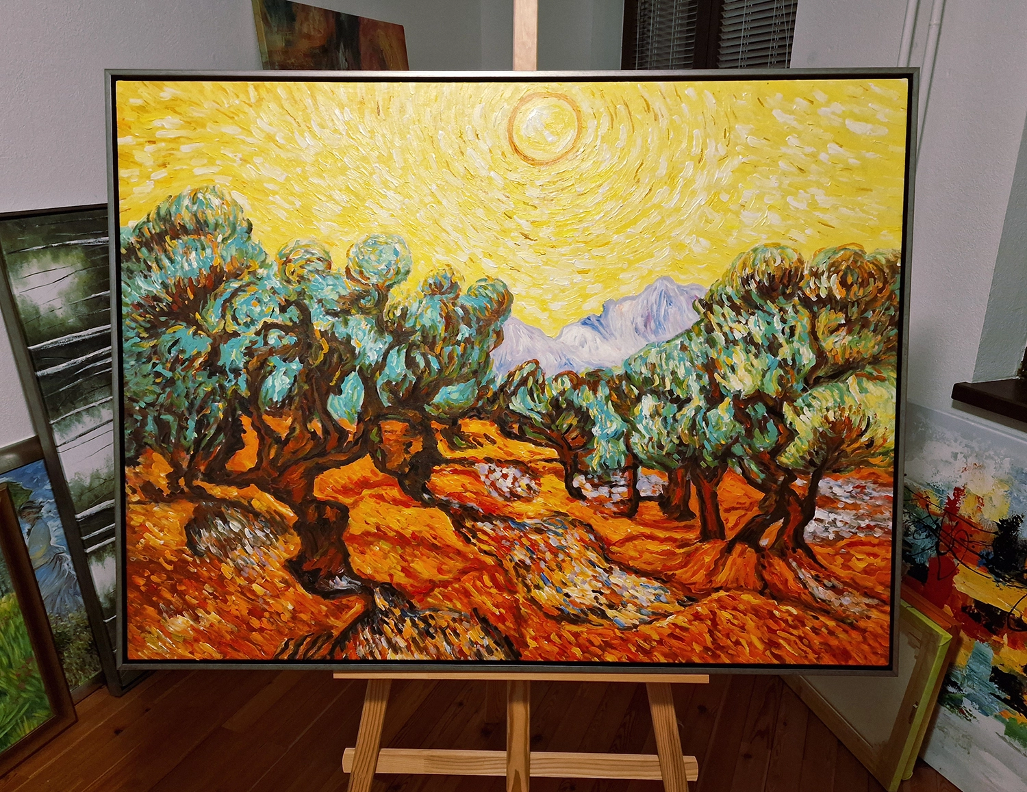 Vincent van Gogh - Olive trees with yellow sky and sun Vincent van Gogh - Olive trees with yellow sky and sun