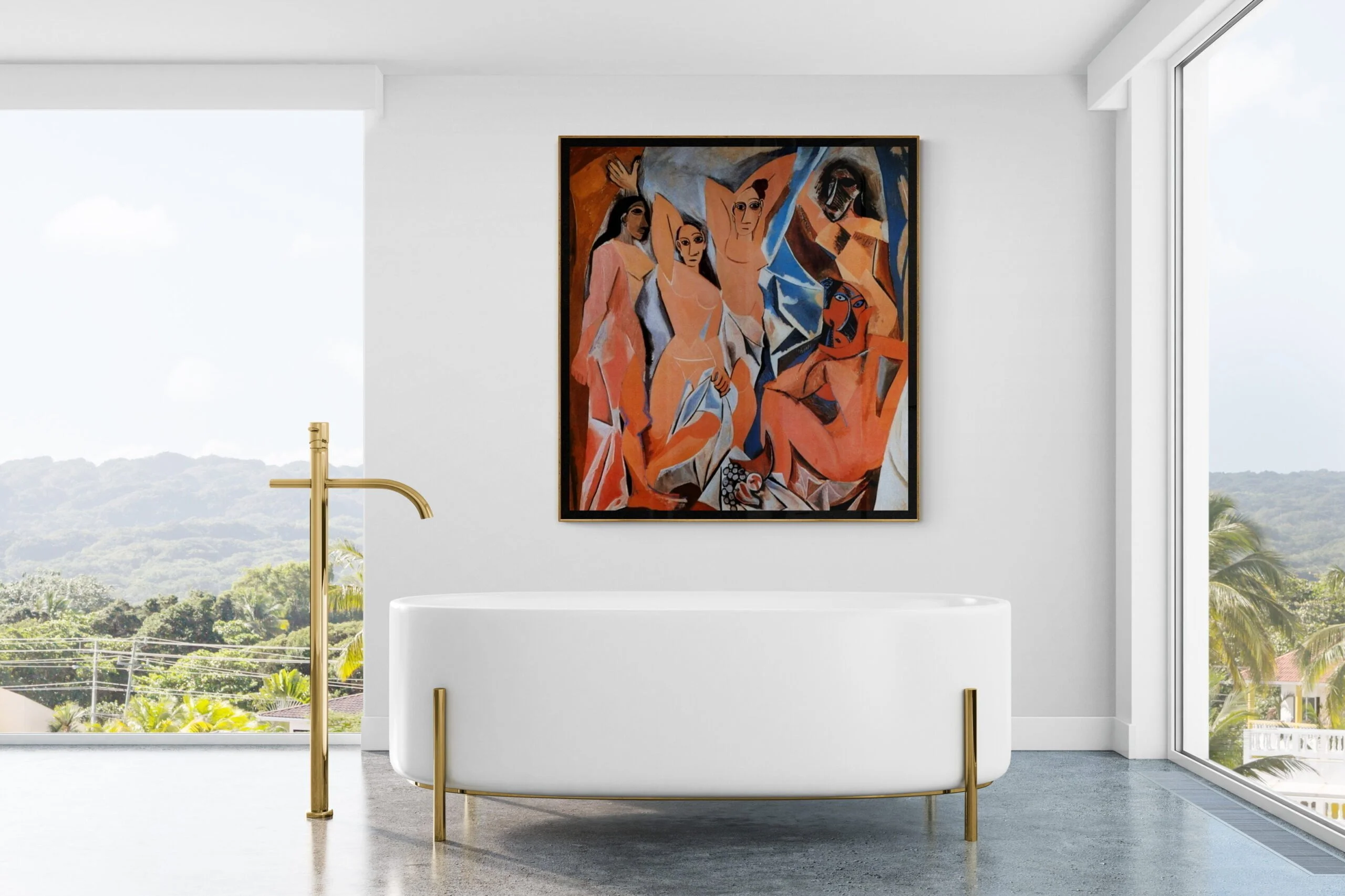 Pablo Picasso – Les Demoiselles d’Avignon - študija umetniške stenske slike na platnu Pablo Picasso – Les Demoiselles d’Avignon - študija umetniške stenske slike na platnu