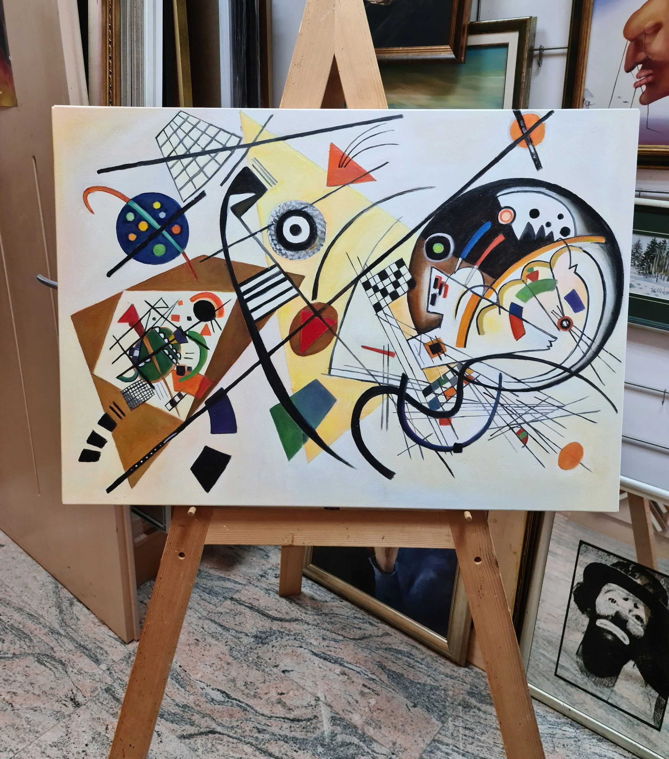 Wassily Kandinsky - transverse lines - ročno naslikana reprodukcija slike na platnu Wassily Kandinsky - transverse lines - ročno naslikana reprodukcija slike na platnu