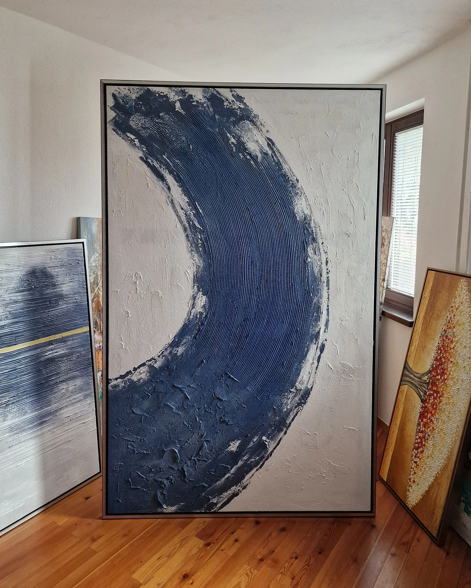 Canvas painting - Blue Semicircle - canvas painting - hand-painted reproduction in oil