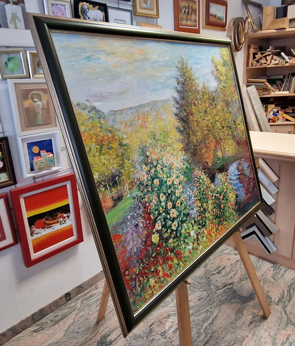 Claude Monet – Kot vrta v Montgeronu – ročno naslikana reprodukcija, umetniška slika na platnu Claude Monet - Kot vrta v Montgeronu - ročno slikana reprodukcija - olje na platnu