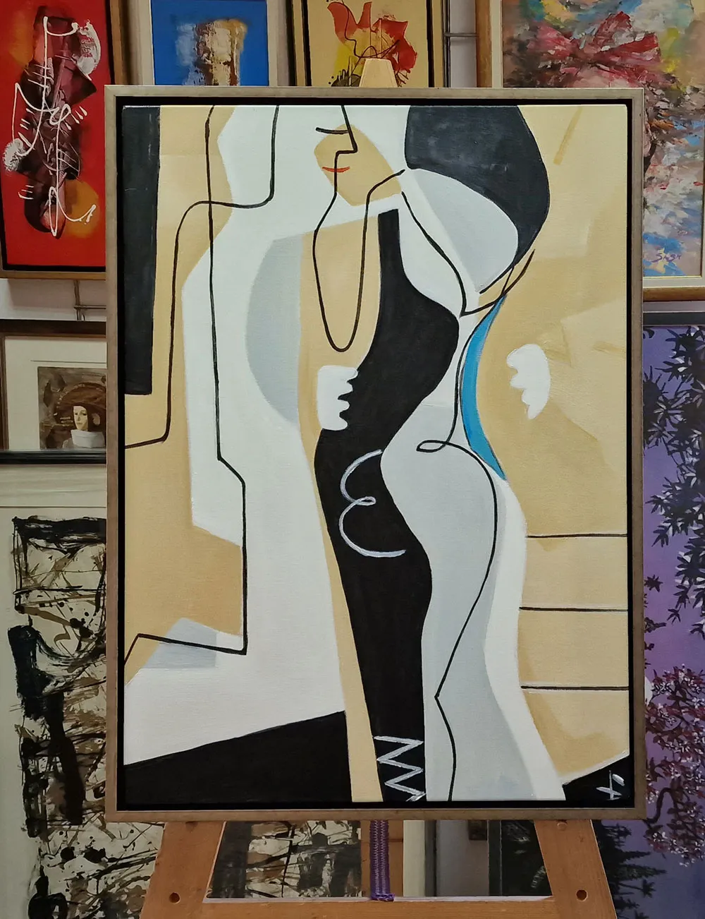 Quadri su tela – E123 Quadro decorativo - Due figure - quadro su tela - copia dipinta a mano su ordinazione