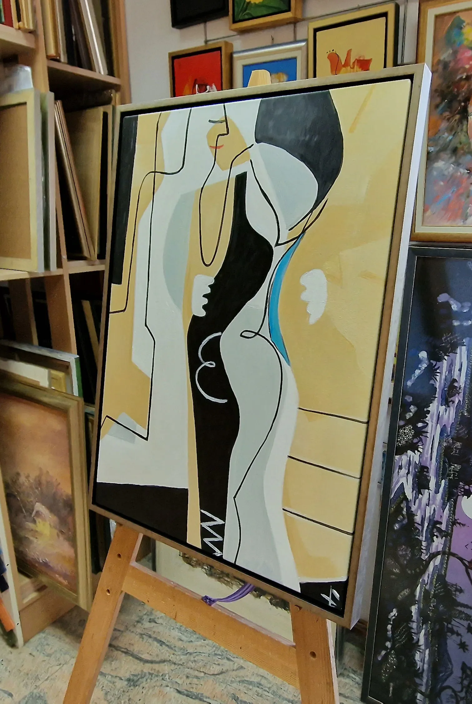 Quadri su tela – E123 Quadro decorativo - Due figure - quadro dipinto a mano - olio su tela