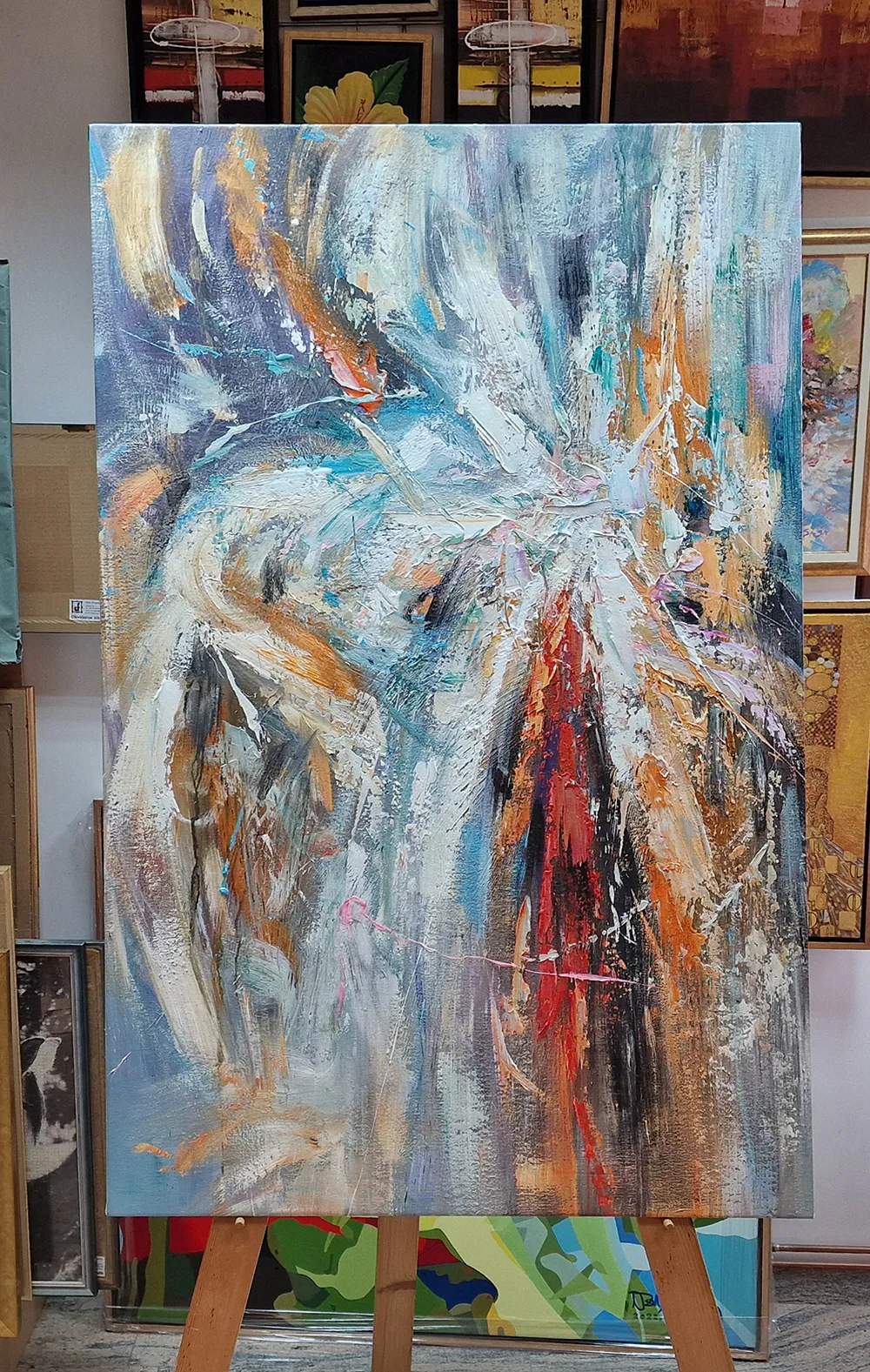 Quadri su tela - E71 Quadro astratto - Eruzione arancione - quadro su tela dipinto a mano per il soggiorno - riproduzione