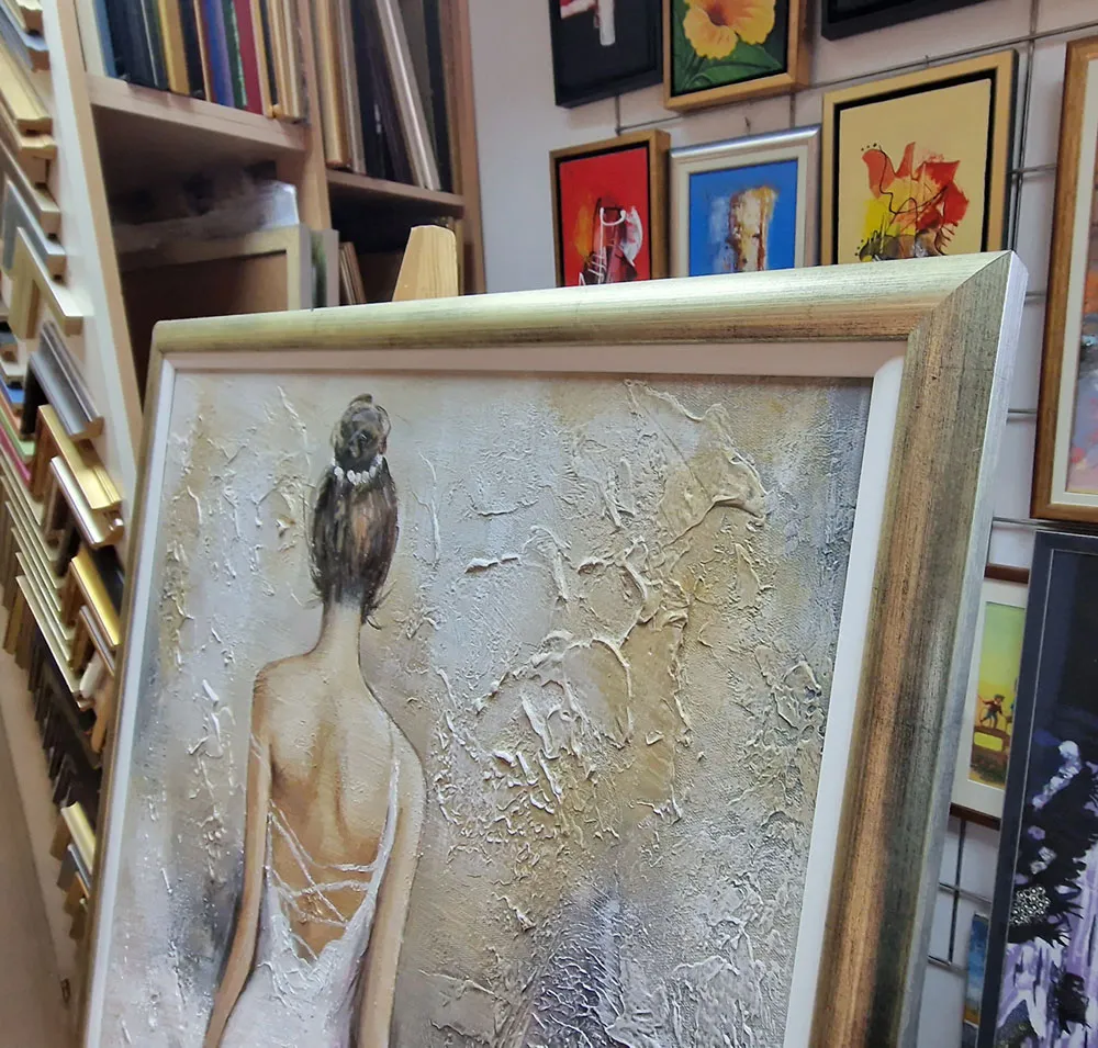 Kunstgemälde - Weißes Kleid - Reproduktion eines Gemäldes - handgemaltes Öl auf Leinwand