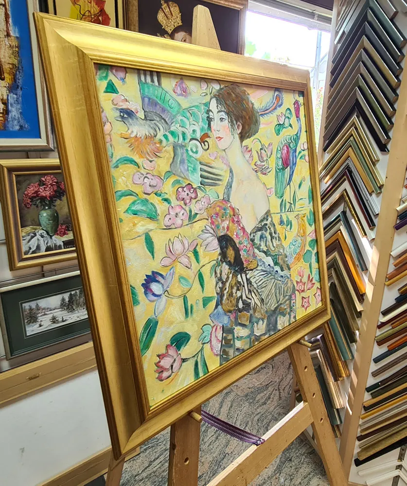 Gustav Klimt - Lady with a Fan - oil painting reproduction on canvas - hand-painted