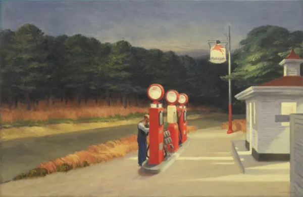 Edward Hopper - Gas - Kunstgemälde auf Leinwand - handgemaltes Gemälde