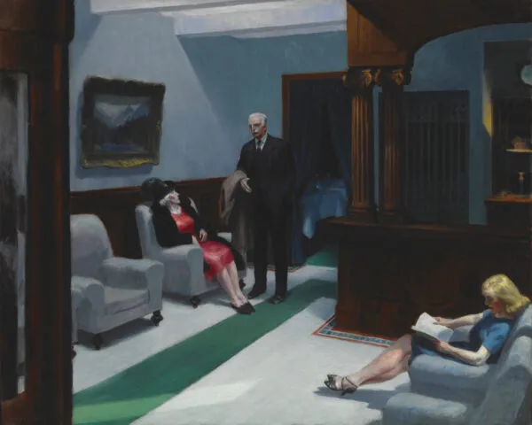 Edward Hopper - Szállodai előcsarnok - kézzel festett művészi festmény - olaj vásznon