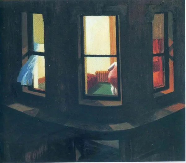 Edward Hopper - Nächtliche Fenster - Kunstgemälde auf Leinwand - handgemaltes Gemälde