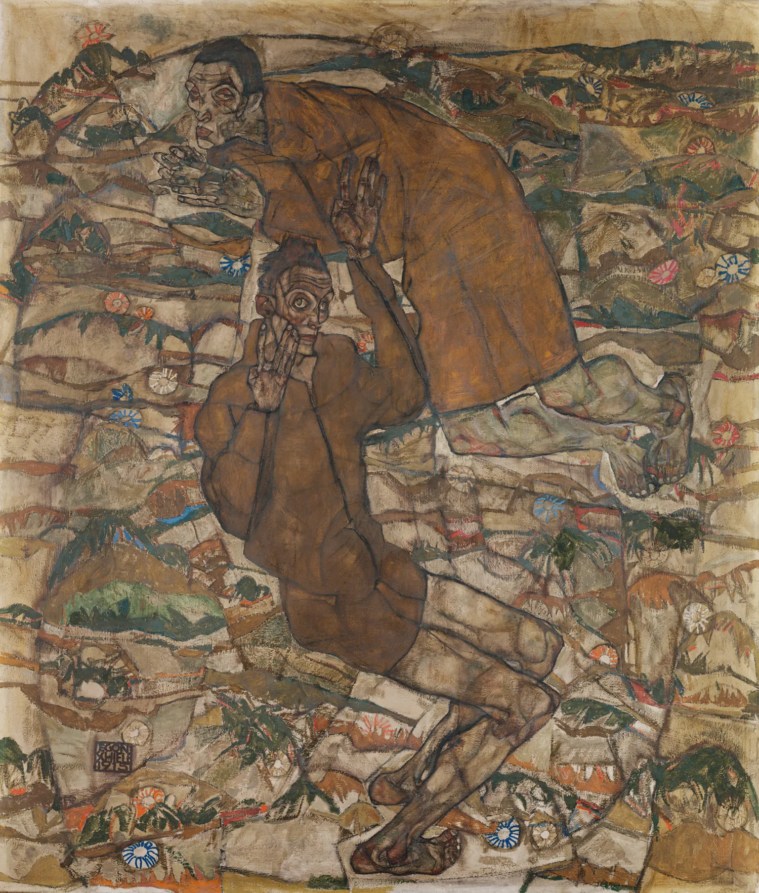 Egon Schiele - Levitazione (I ciechi II) - riproduzione dipinta a mano - quadro su tela dipinto a mano