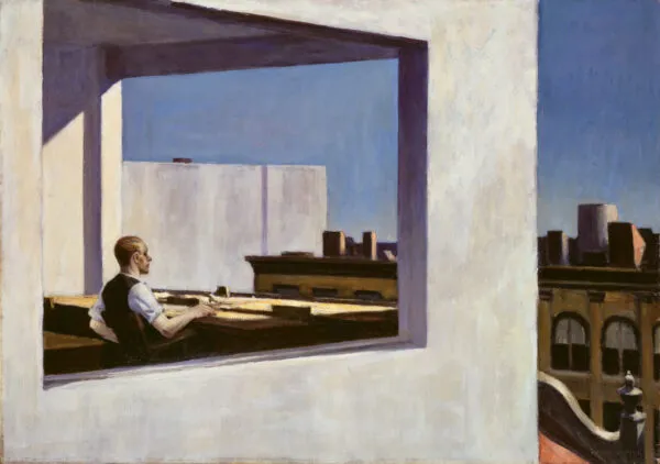 Edward Hopper - Ufficio in una piccola città - quadro su tela dipinto a mano - riproduzione