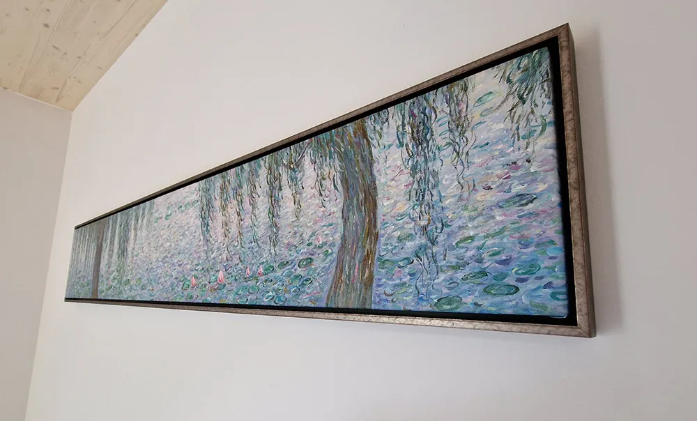 Claude Monet – The Water Lilies – Clear Morning with Willows Claude Monet - Lokvanjeve rože - Jasno jutro z vrbami - ročno slikana umetniška slika - olje na platnu