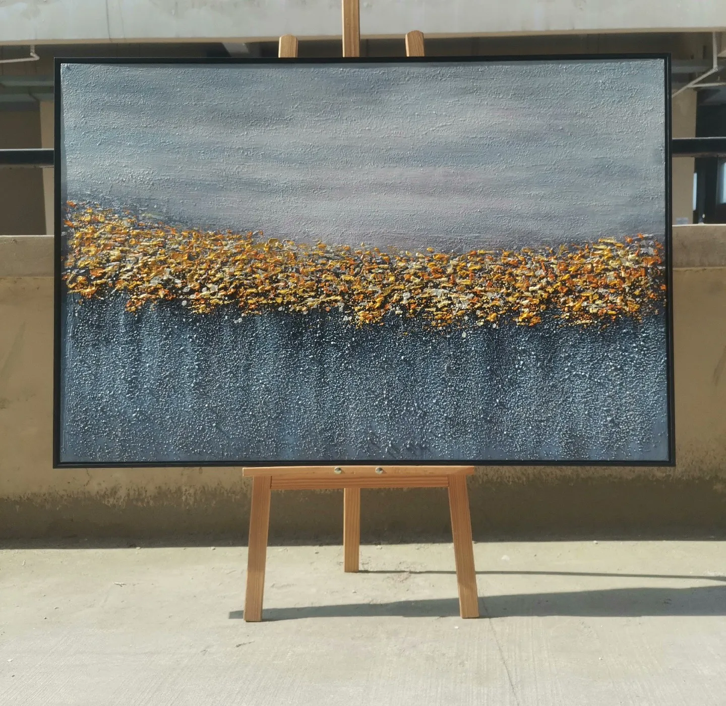 Quadro astratto - Oro d'autunno - quadro su tela dipinto a mano per il soggiorno - riproduzione