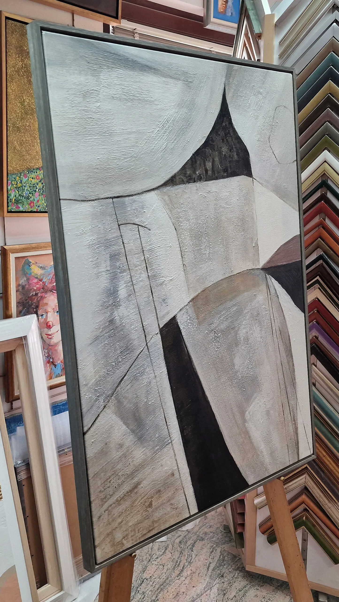Decorative painting - White Forms - canvas painting - hand-painted reproduction in oil