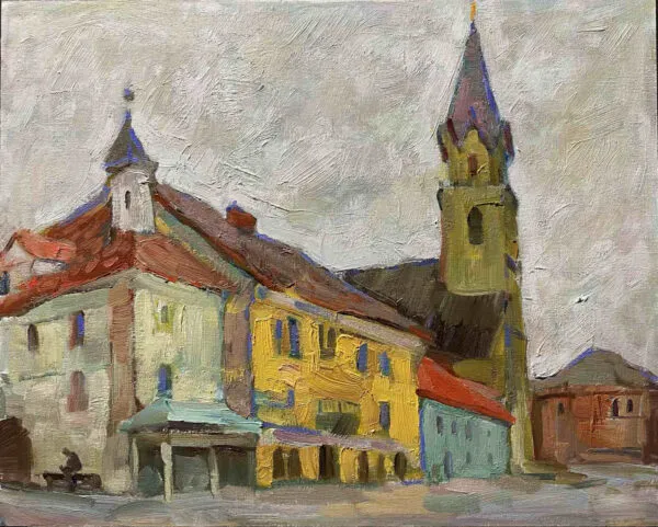 Aleks M - Staro Mesto Kranj - umjetnička slika za dnevni boravak - reprodukcija na platnu