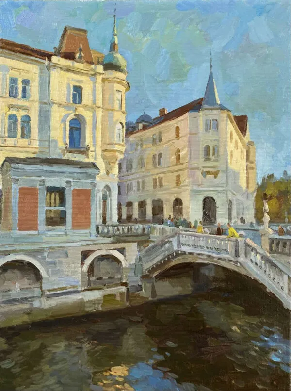 Aleks M - Večer v Ljubljani v1 - umetniška slika za dnevno sobo - reprodukcija na platnu