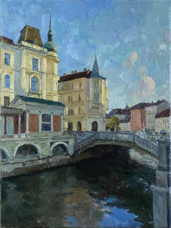 Aleks M - Večer v Ljubljani v2 - umjetnička slika na platnu - ručno slikana reprodukcija