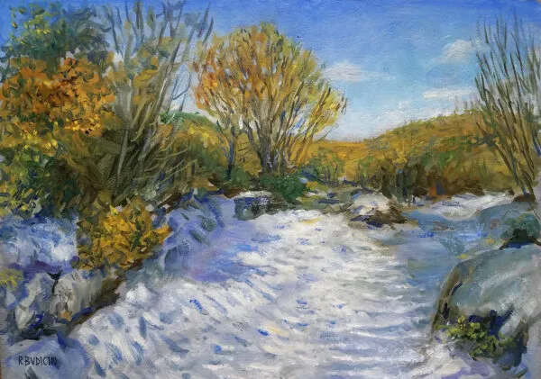 Roberto Budicin - Snow in the Karst - umetniška slika za dnevno sobo - reprodukcija na platnu