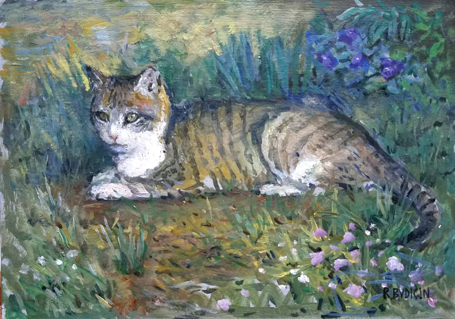 Roberto Budicin - Kitten - quadro su tela dipinto a mano per il soggiorno - riproduzione