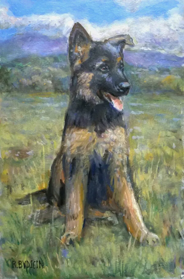Roberto Budicin - Dog portrait - umetniška slika na platnu - ročno slikana reprodukcija