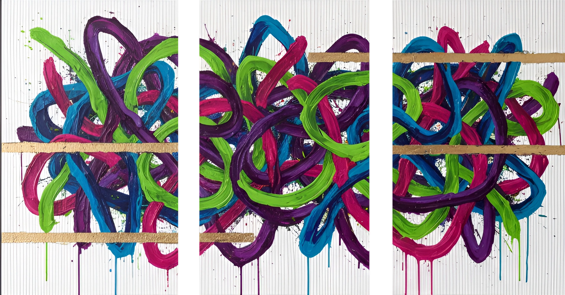 Tableau abstrait – Fils colorés – tableau peint à la main
