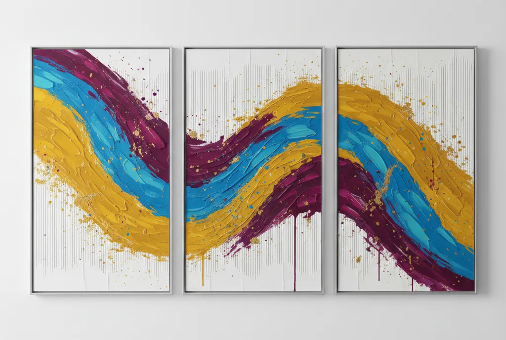 Mehrteilige Gemälde - W415 Modernes Gemälde - Farbfluss - Kunstgemälde auf Leinwand - handgemaltes Gemälde