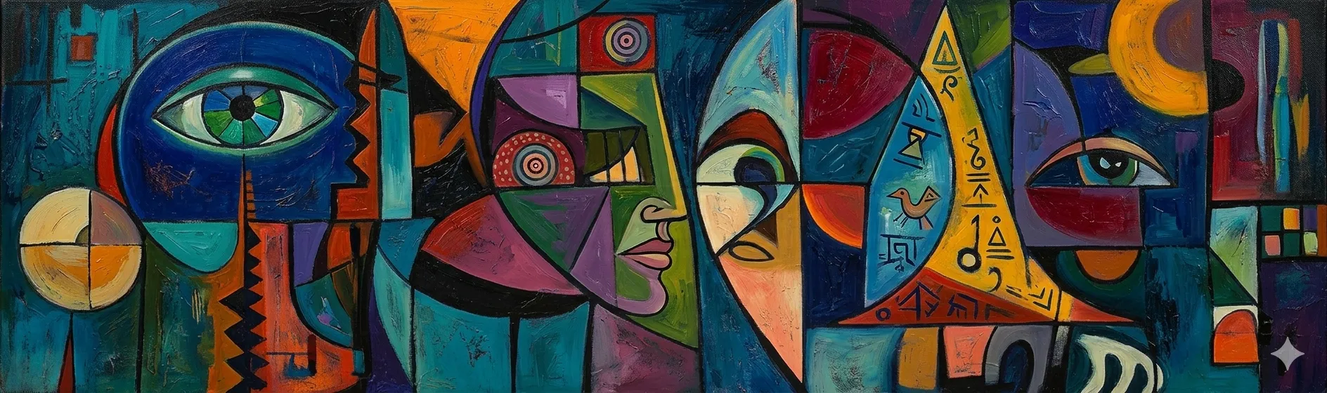 Quadro decorativo - Frammenti di volti - quadro su tela dipinto a mano - riproduzione