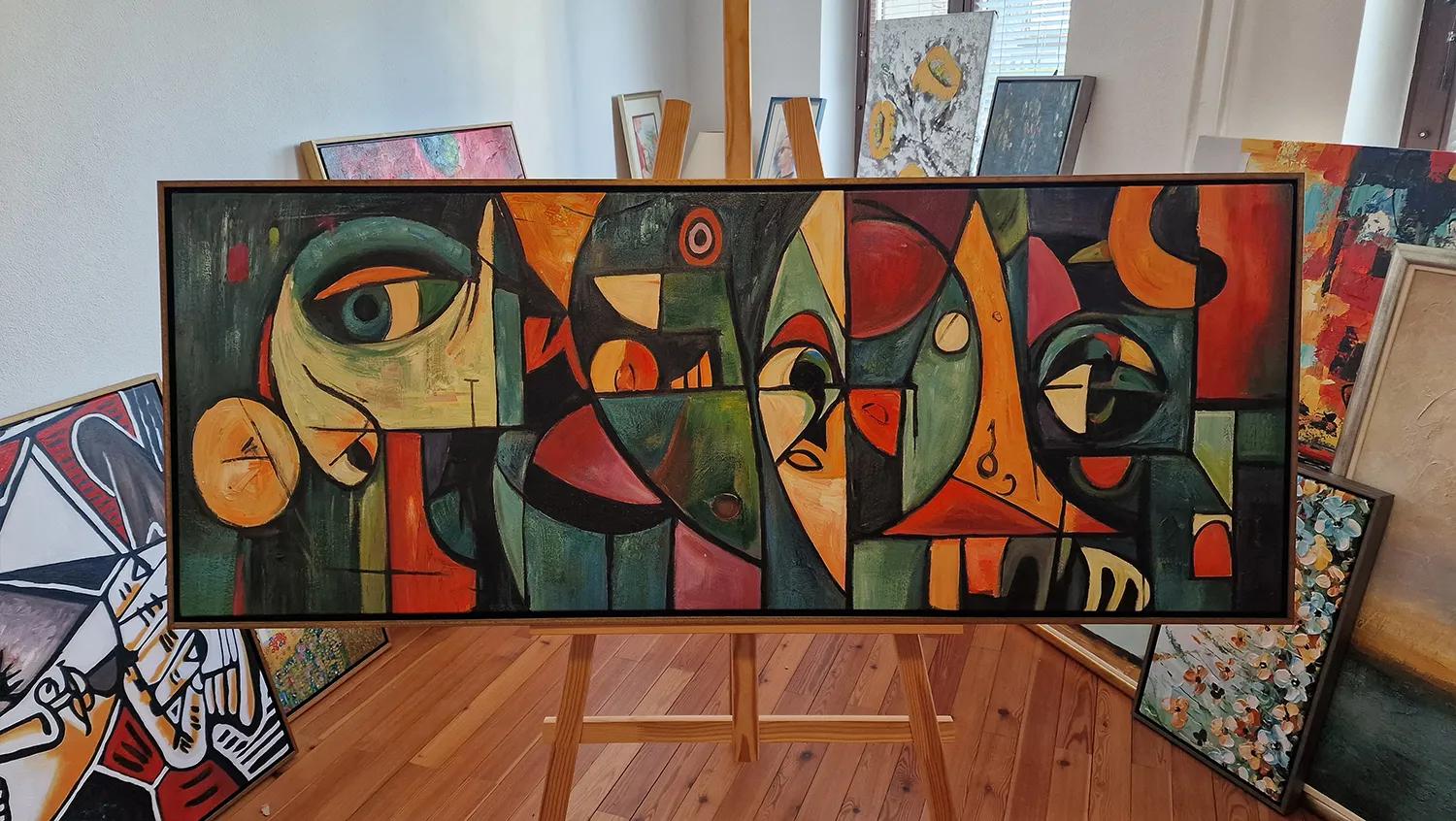 Quadro decorativo - Frammenti di volti - quadro su tela dipinto a mano per il soggiorno - riproduzione