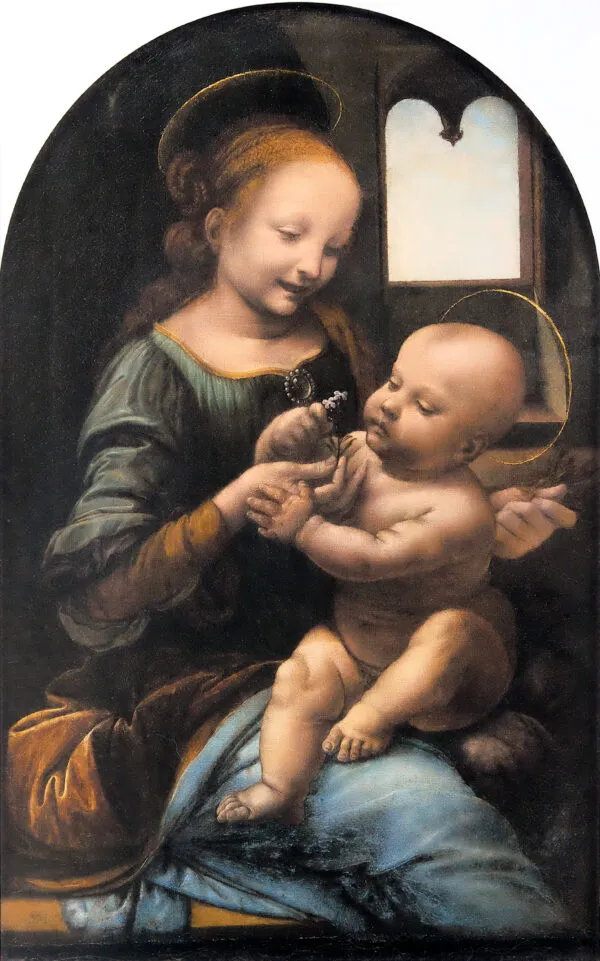 Leonardo da Vinci – Benois-Madonna – handgemalte Reproduktion auf Leinwand
