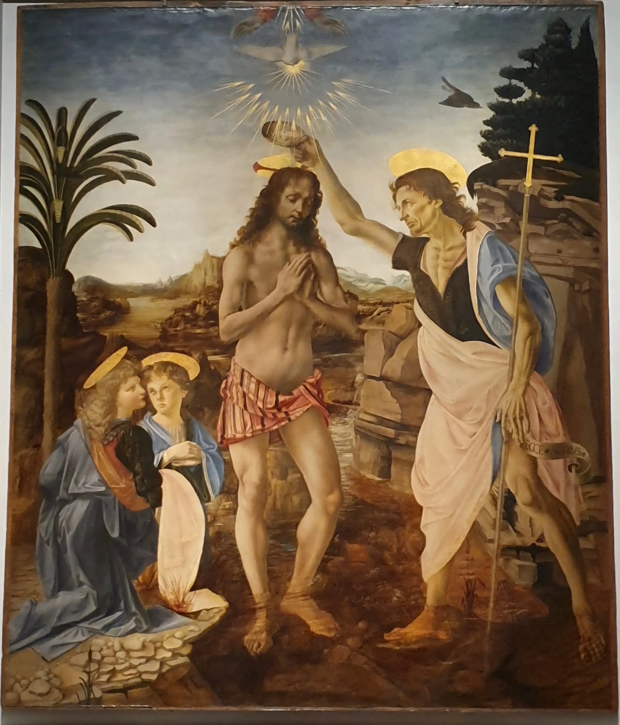 Leonardo da Vinci - Krštenje Kristovo - ručno slikana umjetnička slika - ulje na platnu