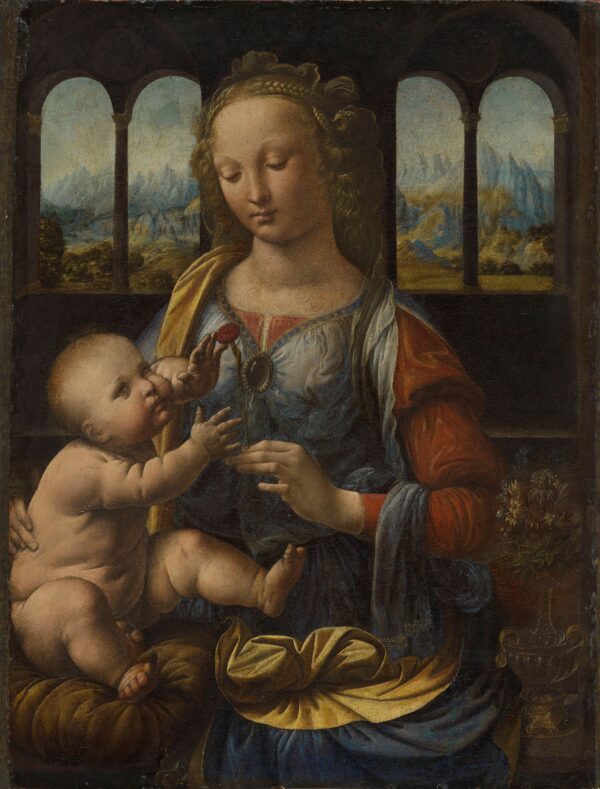 Leonardo da Vinci - The Madonna of the Carnation - reproduction of famous painting by famous artist, hand painted painting on canvas