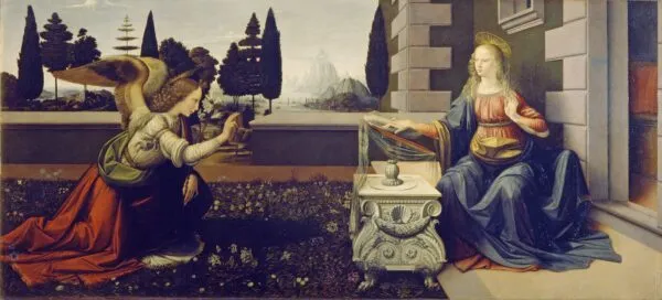 Leonardo da Vinci – Verkündigung – handgemalte Reproduktion auf Leinwand