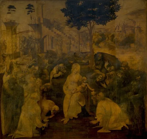 Leonardo da Vinci – Anbetung der Könige – handgemalte Reproduktion auf Leinwand