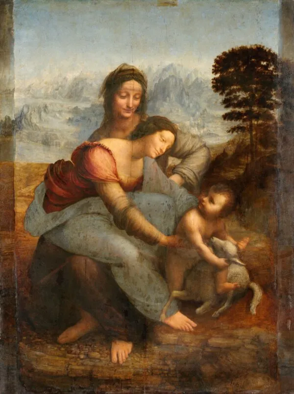 Leonardo da Vinci – Anna selbdritt – handgemalte Reproduktion auf Leinwand