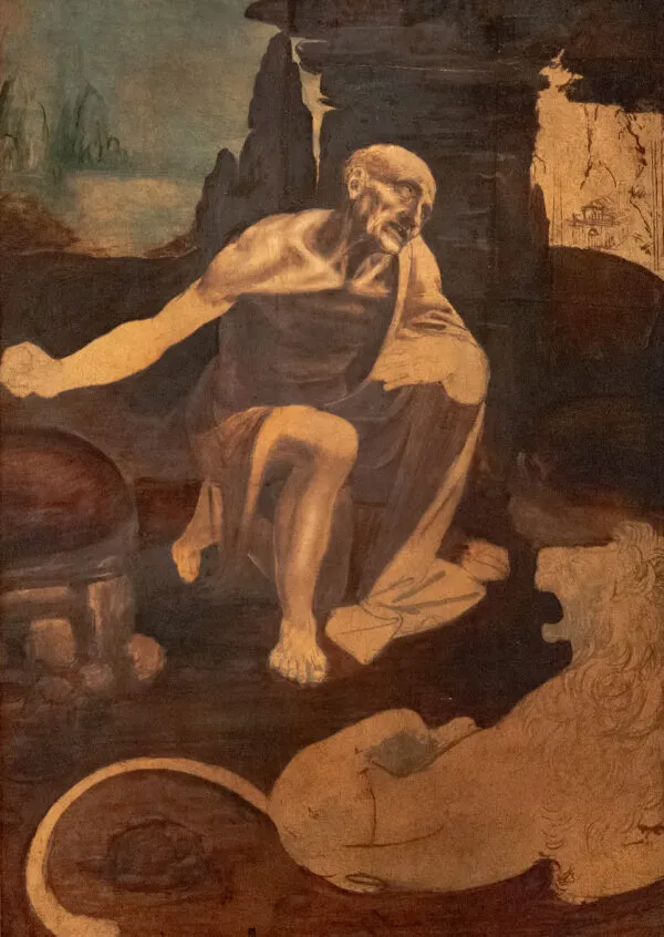 Leonardo da Vinci – Der heilige Hieronymus in der Wildnis – handgemalte Reproduktion auf Leinwand