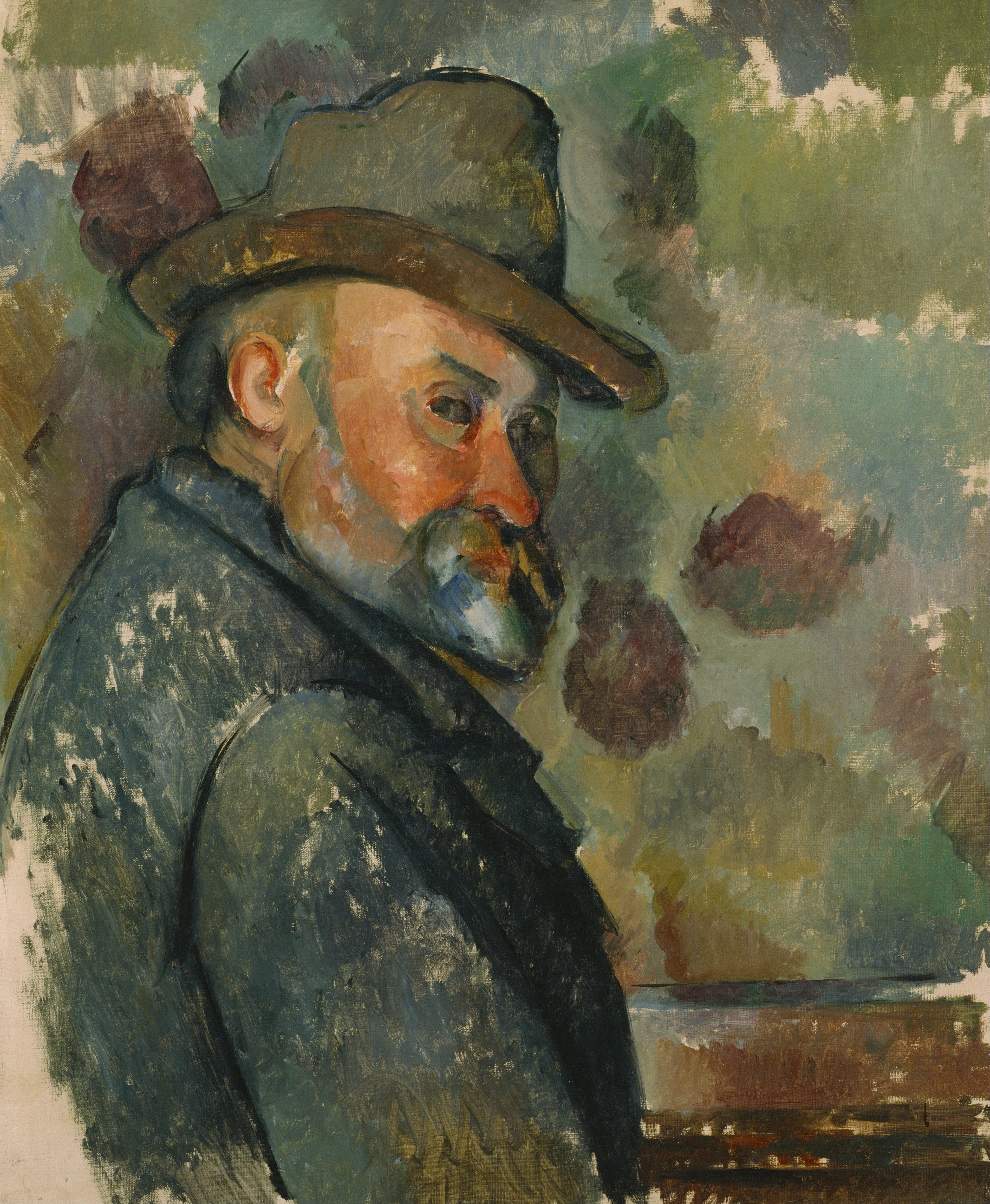 Paul Cézanne - Avtoportret z mehkim klobukom - umetniška slika za dnevno sobo - reprodukcija na platnu