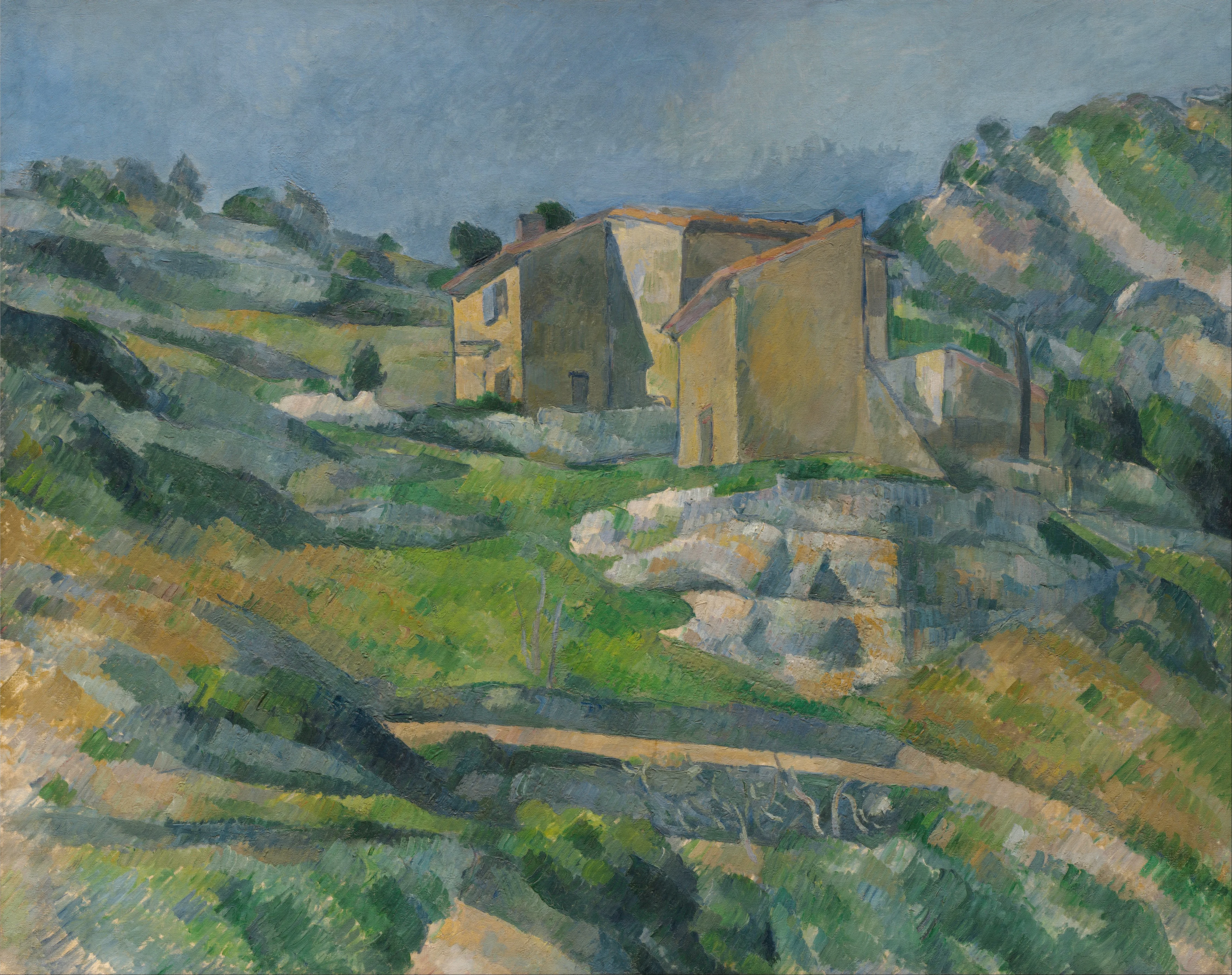 Paul Cézanne - Hiše v Provansi, dolina Riaux - umetniška slika na platnu - ročno slikana reprodukcija