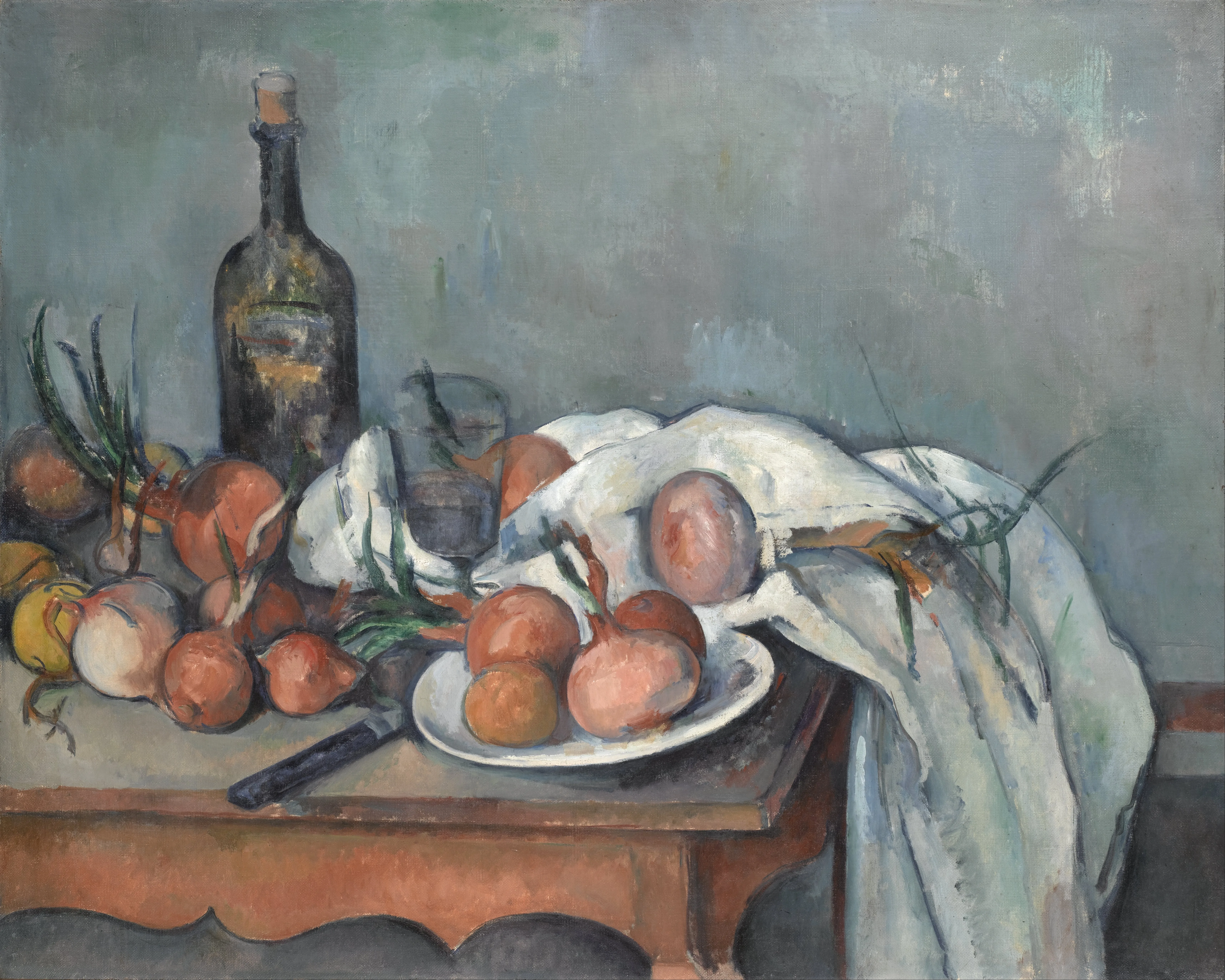 Paul Cézanne - Tihožitje s čebulo - ročno slikana umetniška slika - olje na platnu
