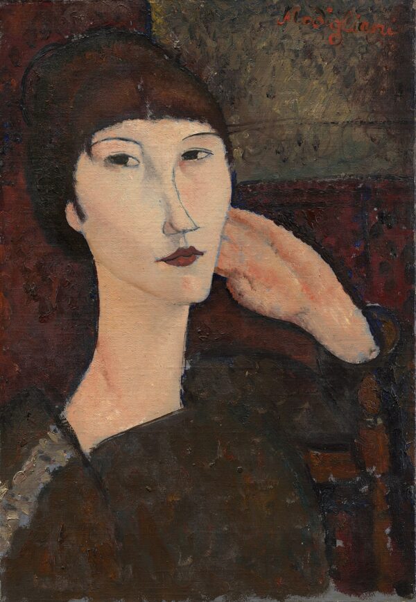 Amedeo Modigliani - Adrienne (ženska s frufrujem) - umetniška slika na platnu - ročno slikana reprodukcija