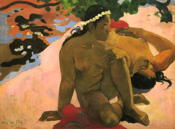 Paul Gauguin - Aha oe feii? (Come, sei gelosa?) - riproduzione dipinta a mano - quadro su tela dipinto a mano