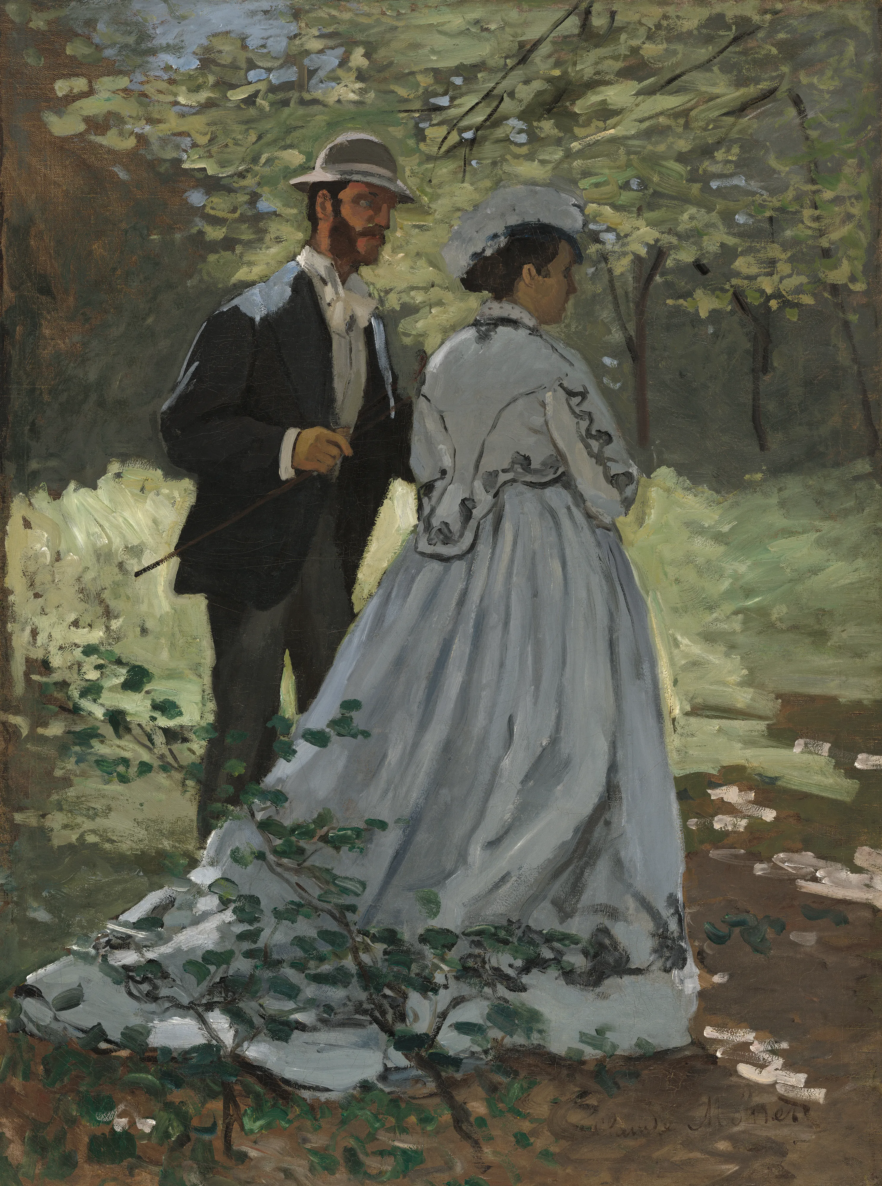 Claude Monet - Bazille und Camille (Studie zum Frühstück im Grünen) - Kunstgemälde für das Wohnzimmer - Gemälde auf Leinwand als Reproduktion