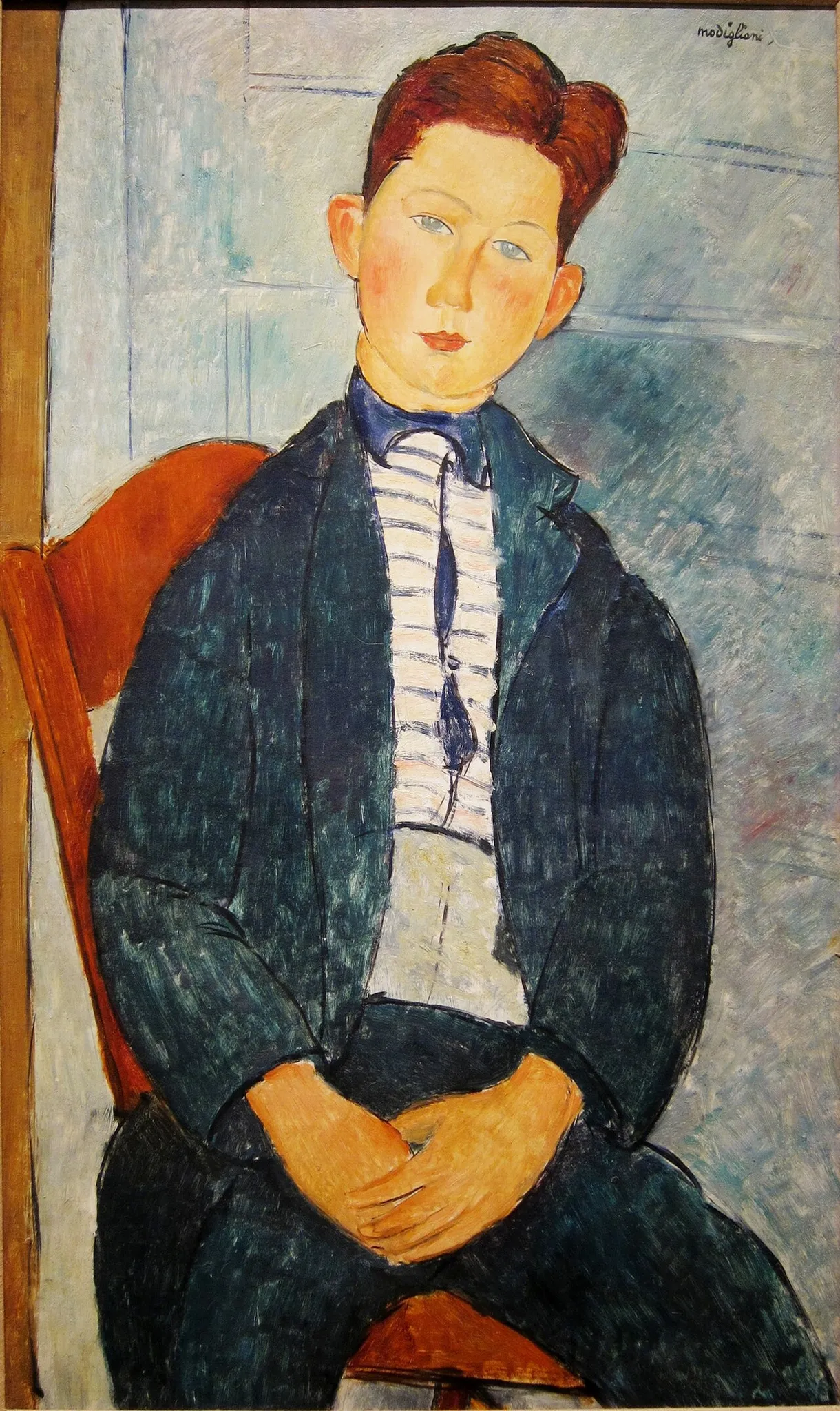 Amedeo Modigliani - Deček v črtastem puloverju - umetniška slika na platnu - ročno slikana reprodukcija