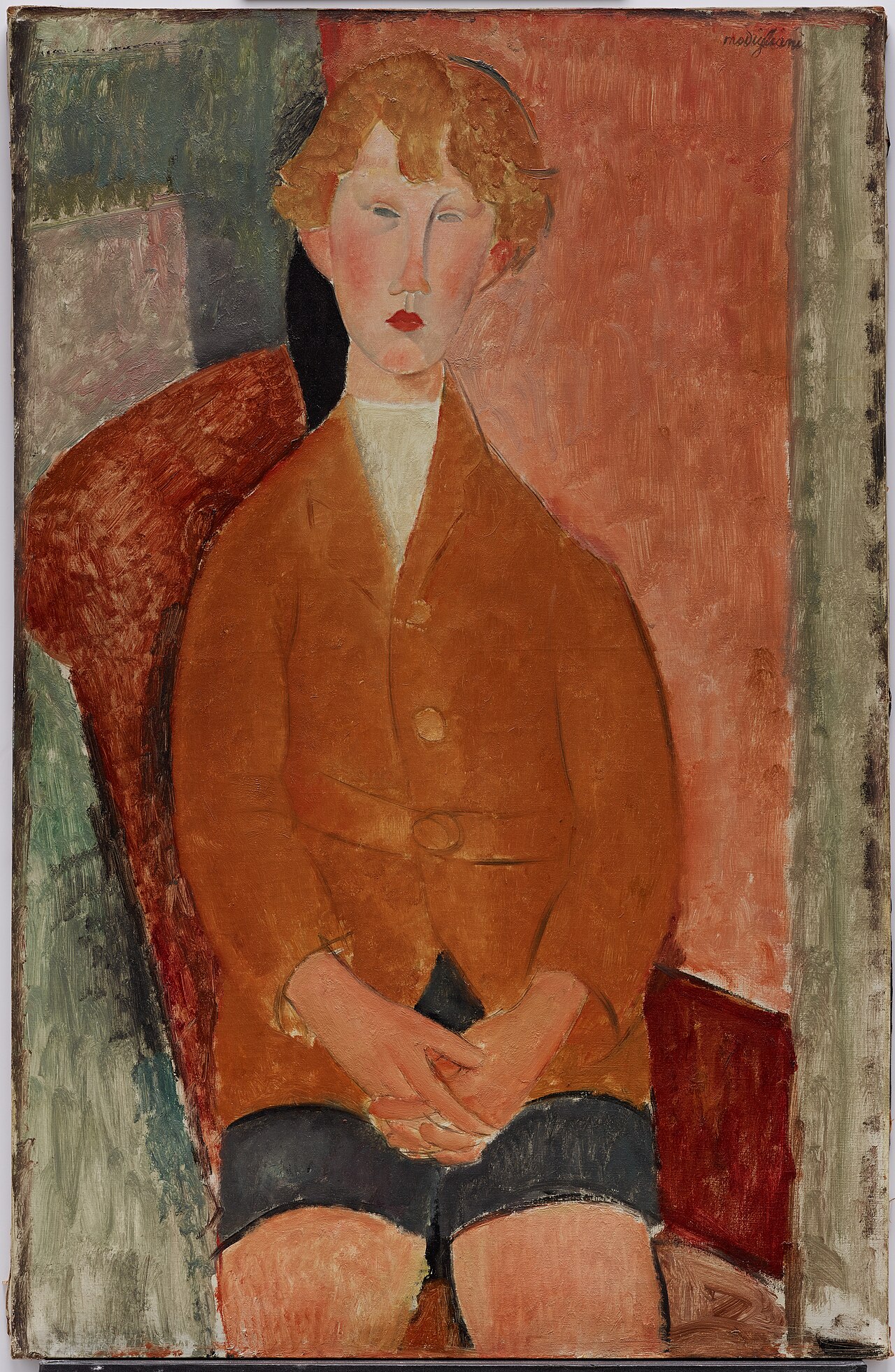 Amedeo Modigliani - Junge in kurzen Hosen - Kunstgemälde auf Leinwand - handgemaltes Gemälde