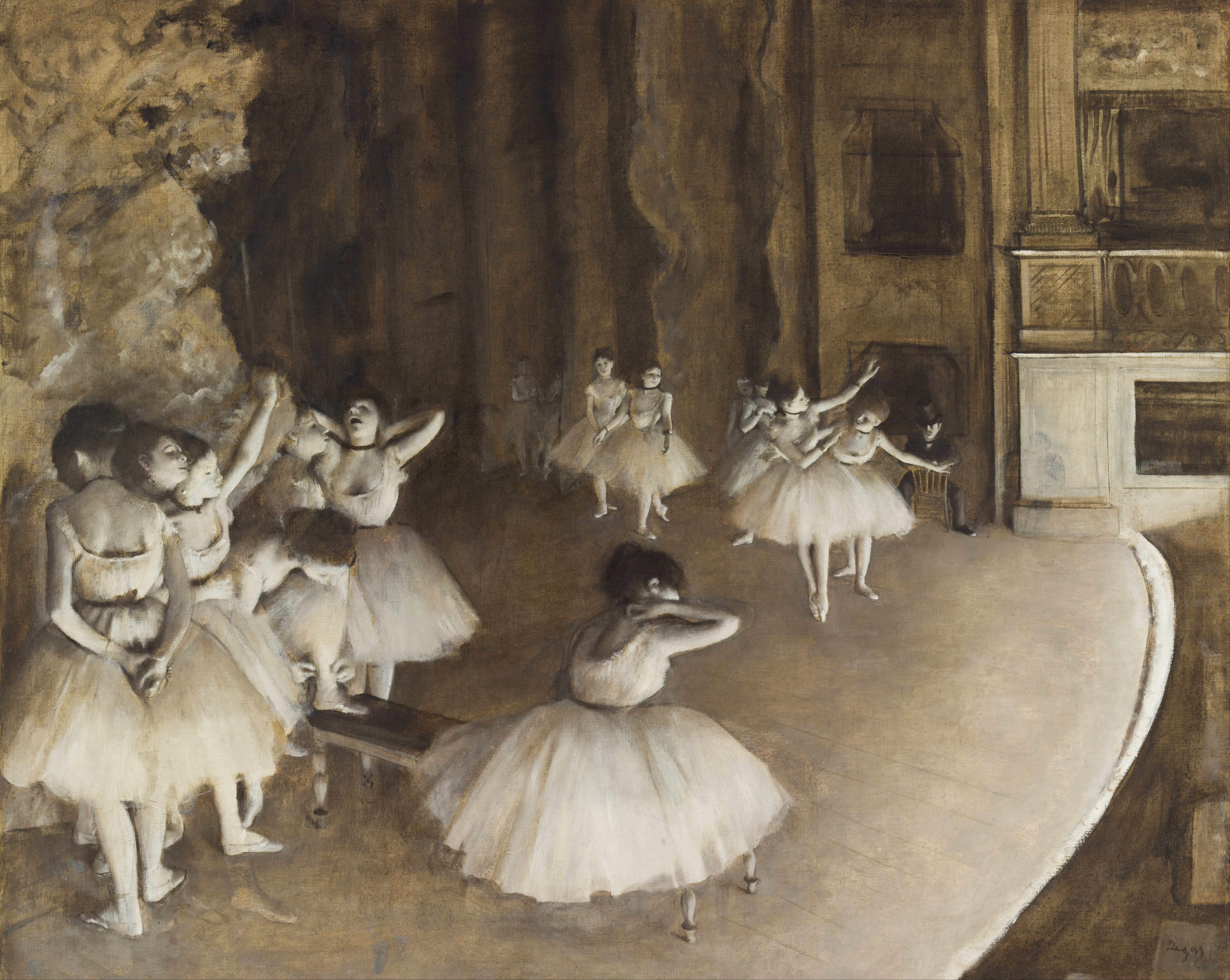 Edgar Degas - Baletna vaja na odru - ročno slikana umetniška slika - olje na platnu