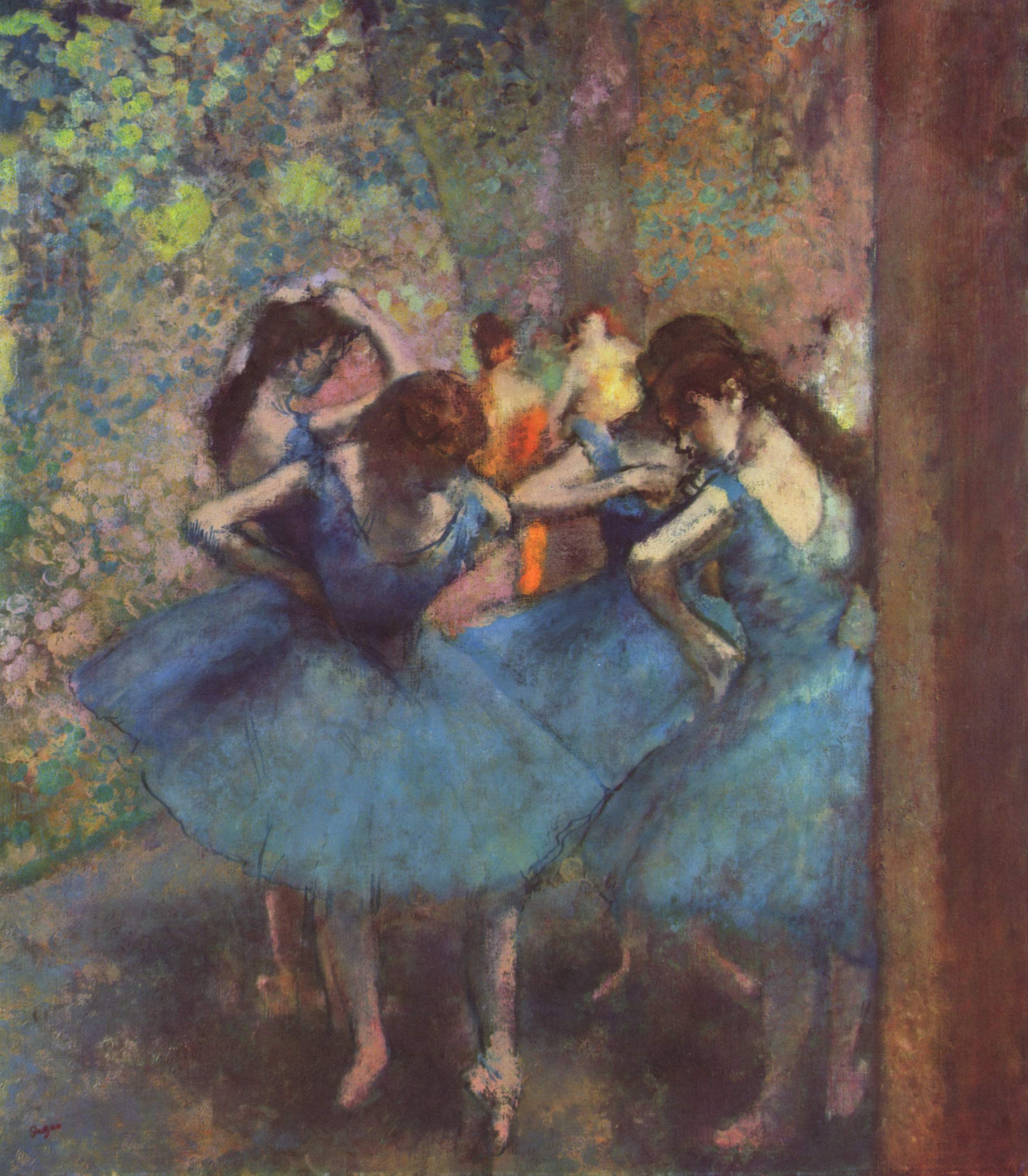 Edgar Degas - Modre plesalke - ročno slikana umetniška slika - olje na platnu
