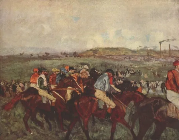 Edgar Degas - Dirka gospodov. Pred štartom - ročno slikana umetniška slika - olje na platnu