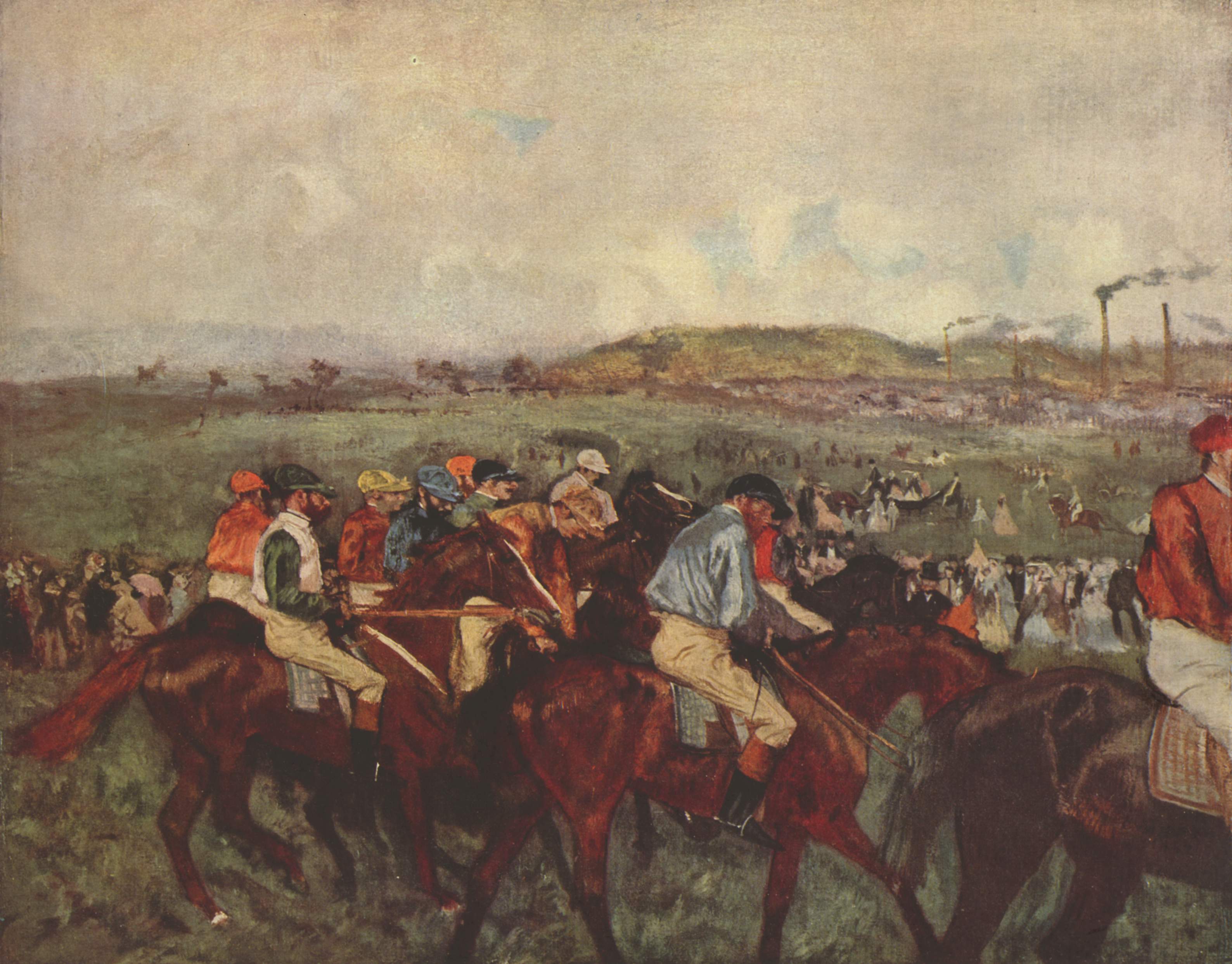 Edgar Degas - Dirka gospodov. Pred štartom - ročno slikana umetniška slika - olje na platnu