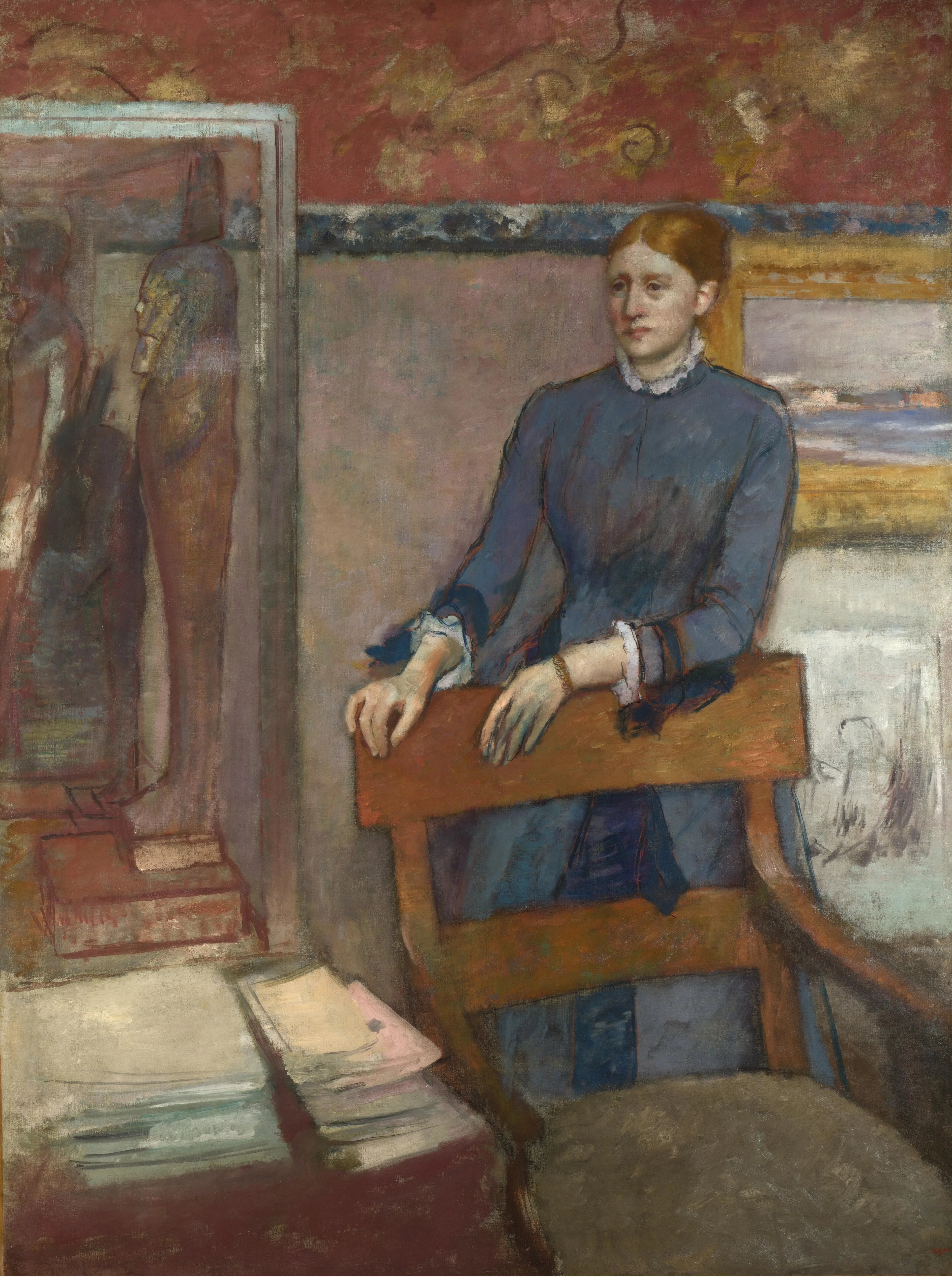 Edgar Degas - Hélène Rouart v očetovem kabinetu - ročno slikana umetniška slika - olje na platnu